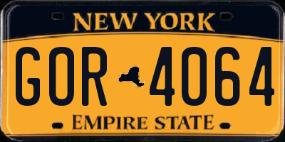 NY license plate GOR4064