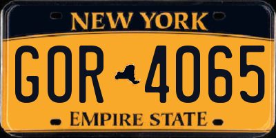 NY license plate GOR4065