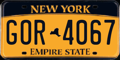 NY license plate GOR4067