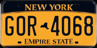 NY license plate GOR4068