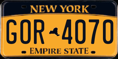 NY license plate GOR4070