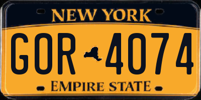 NY license plate GOR4074