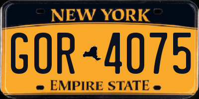 NY license plate GOR4075