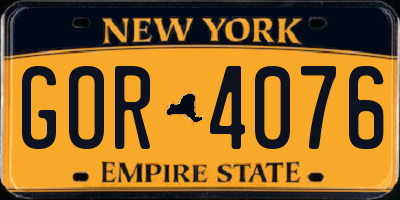NY license plate GOR4076