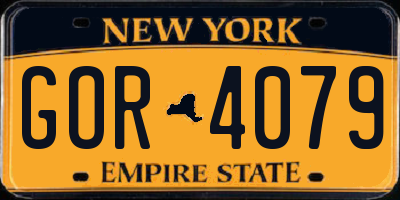 NY license plate GOR4079
