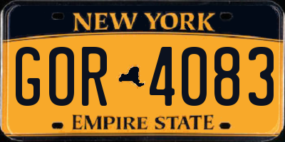 NY license plate GOR4083
