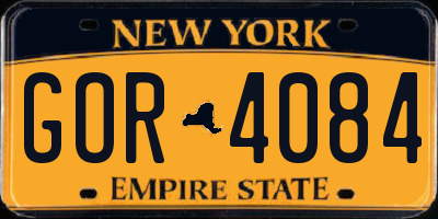 NY license plate GOR4084