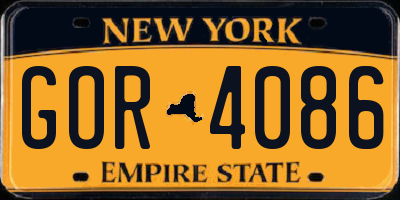 NY license plate GOR4086