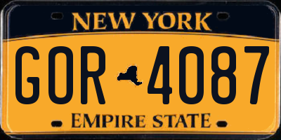 NY license plate GOR4087