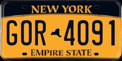 NY license plate GOR4091