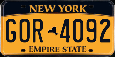 NY license plate GOR4092