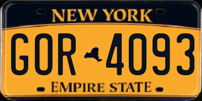 NY license plate GOR4093