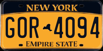 NY license plate GOR4094