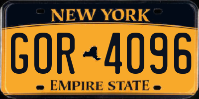 NY license plate GOR4096