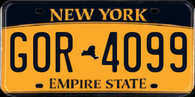 NY license plate GOR4099