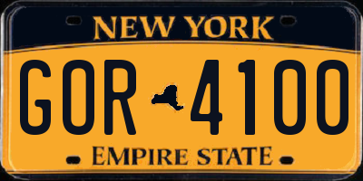 NY license plate GOR4100