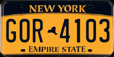 NY license plate GOR4103