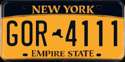 NY license plate GOR4111