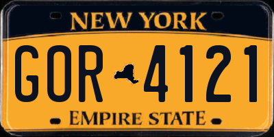 NY license plate GOR4121