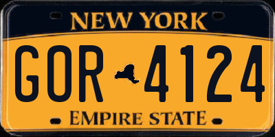 NY license plate GOR4124