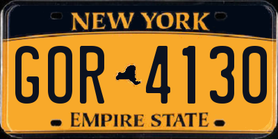 NY license plate GOR4130