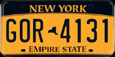 NY license plate GOR4131