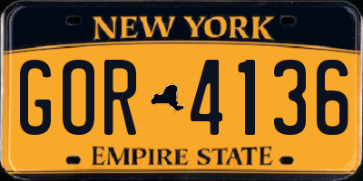 NY license plate GOR4136