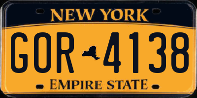 NY license plate GOR4138