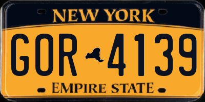 NY license plate GOR4139