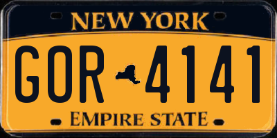 NY license plate GOR4141