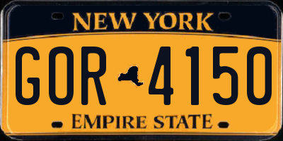 NY license plate GOR4150