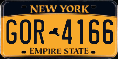 NY license plate GOR4166