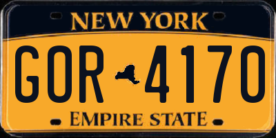 NY license plate GOR4170