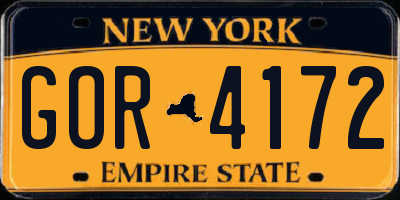 NY license plate GOR4172