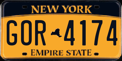 NY license plate GOR4174