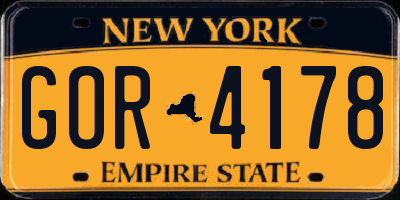 NY license plate GOR4178