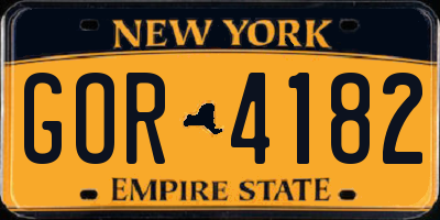NY license plate GOR4182