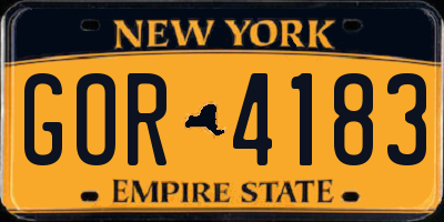 NY license plate GOR4183