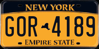 NY license plate GOR4189