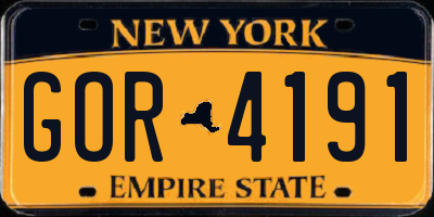 NY license plate GOR4191