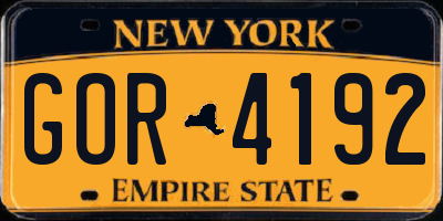 NY license plate GOR4192