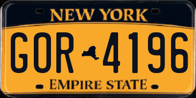 NY license plate GOR4196