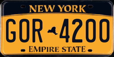 NY license plate GOR4200