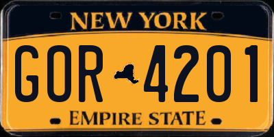 NY license plate GOR4201