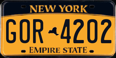 NY license plate GOR4202