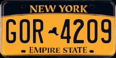 NY license plate GOR4209