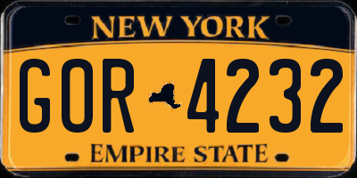 NY license plate GOR4232