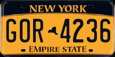 NY license plate GOR4236