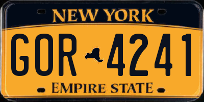 NY license plate GOR4241
