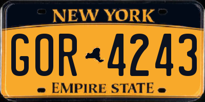 NY license plate GOR4243